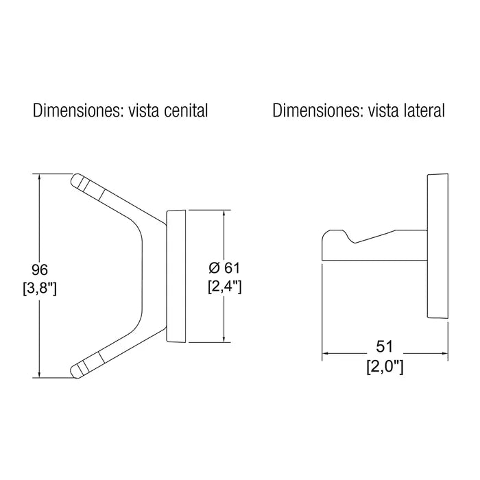 GANCHO DOBLE CLASICA II CROMO HELVEX 1A