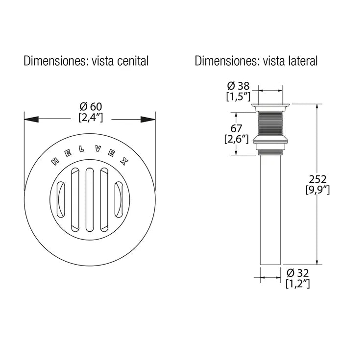 CONTRA DE LAVABO DE REJILLA CROMO HELVEX