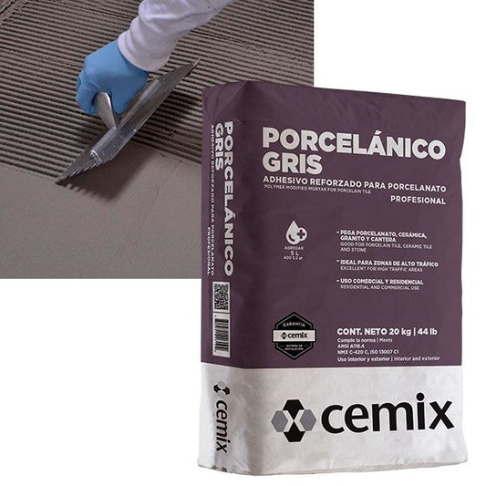 ADHESIVO PORCELANICO GRIS 20 KGM CEMIX 1